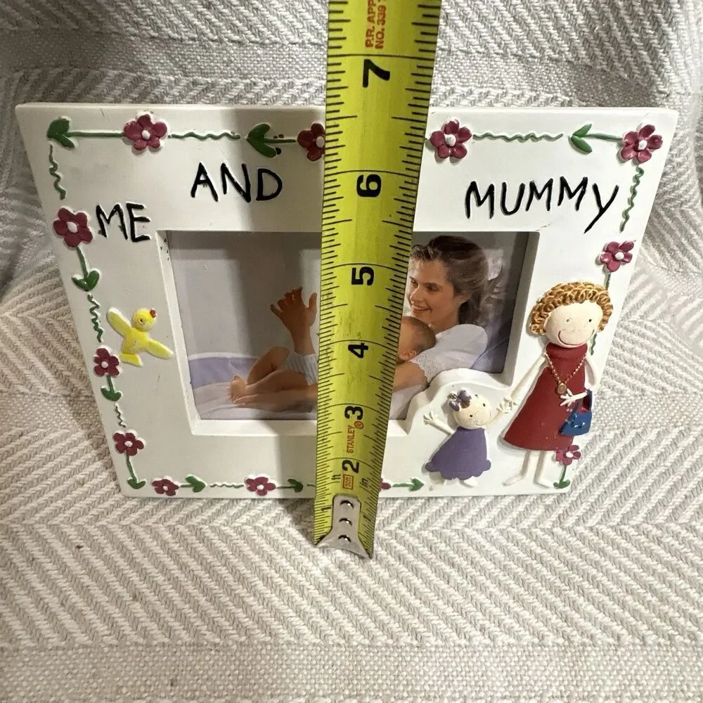 Ceramic “Me And My Mummy” 4x6 Picture Frame Colorful Flowers Birds